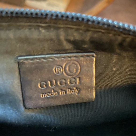 Authentic Vintage GUCCI Logos GG Pattern Canvas/Leather Boat Pochette Black - Picture 15 of 15